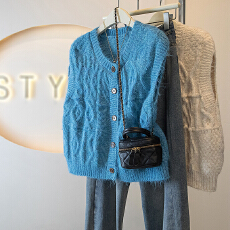 批发实拍大码女装冬季新款韩系慵懒多巴胺设计叠穿宽松显瘦排扣<b class='q'>马甲</b>