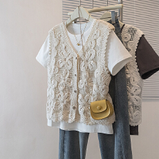 批发实拍大码女装新款韩气质版胖MM高级感潮流设计显瘦两件套背心马甲