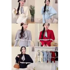 批发蕾丝拼接斗篷披肩毛衣女秋冬韩系新款显瘦设计感巨好看针织上衣