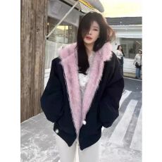 复古座山雕两面穿外套女冬高级感皮毛一体环保皮草棉衣