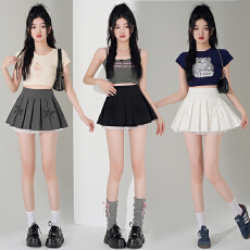 学院蝴蝶结花边半身裙2025高腰春夏新款百褶裙黑色百褶裙韩版短裙