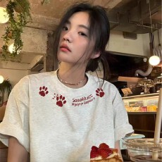 批发纯棉短袖T恤女2026新款爆款夏季正肩设计感小众美式宽松半袖上衣