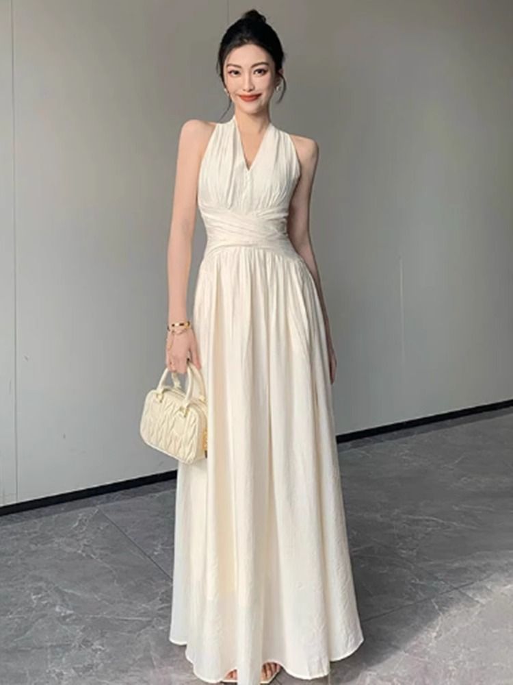 2026新款法式长裙气质显瘦连衣裙夏季收腰无袖时尚裙子设计简约潮