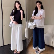 批发荷叶边遮肉大码遮肚子短袖<b class='q'>T</b>恤女胖妹妹宽松显瘦百搭