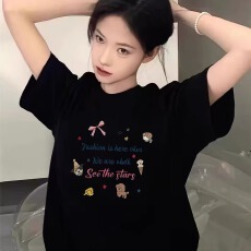 220克纯棉印花短袖T恤女