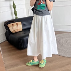 批发白色高腰抗皱速干伞裙女春夏2026年夏季新款A字中长款工装半身裙