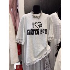 大码300斤胖妹妹韩版甜美拼接蕾丝字母短袖T恤女夏装宽松半袖上衣