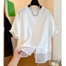 原版+精梳棉夏季新款胖妹妹300斤大码设计感小众宽松百搭不规则