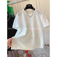 批发微胖80-300斤超好看水溶花朵针织短袖T恤<b class='q'>打底衫</b>内搭上衣女夏新款