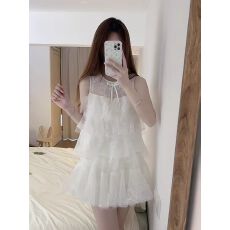 批发法式甜美轻奢蕾丝上衣半身裙<b class='q'>套装</b>女夏度假风超仙背心蓬蓬裙两件套