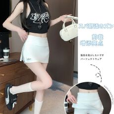 批发纯棉华棉复合牛奶丝 高腰开叉裙裤<b class='q'>半身裙</b>女夏季A字短裙<b class='q'>包臀</b>裙子