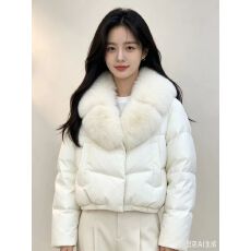 韩系短款大狐狸毛领棉服女冬季宽松收腰加厚小个子显瘦百搭外套