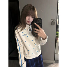 批发薄款/加绒#有口袋+白金拉链+刺绣纯棉华棉复合卫衣<b class='q'>女</b>