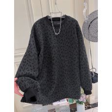 批发美式痞帅德绒加绒卫衣女<b class='q'>大码</b>胖mm秋冬季宽松显瘦圆领打底衫上衣潮
