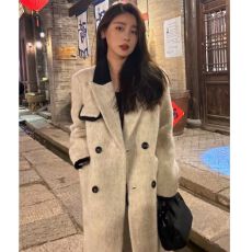 批发赫本风呢子大衣外套女2025<b class='q'>秋</b>冬新款毛呢高级感超好看小个子中长款