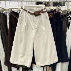 批发2025秋新时尚条绒裤休闲裤宽松显瘦灯芯绒<b class='q'>七分</b>裤直筒阔腿裤靴裤女