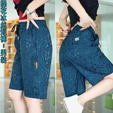 批发夏季提花五分裤薄款新款冰丝透气男士休闲宽松直筒百搭中裤弹性