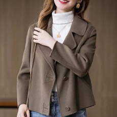 批发外套女秋款外穿小个子双面呢大衣女短款毛呢外套潮2022年新款女装