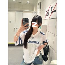 批发螺纹领口后包边印夏季宽松花烫钻V领<b class='q'>短袖</b><b class='q'>男</b>女上衣