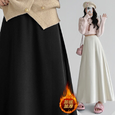 批发实拍羊绒<b class='q'>半身裙</b>子女秋冬新款高腰显瘦垂感糯米A字长<b class='q'>裙</b><b class='q'>大摆</b>伞<b class='q'>裙</b>