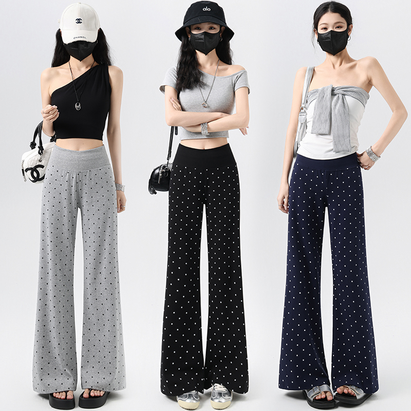 波点休闲裤2026新款垂感休闲女微喇显瘦遛弯刀裤直筒拖地裤子