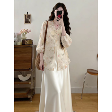 批发实拍夏季国风新中式绝美女装连衣裙防晒上衣百搭吊带连衣裙套装