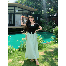 批发实拍2026春季<b class='q'>大码</b>连衣裙女新款法式假两件拼接显瘦收腰裙胖妹妹夏