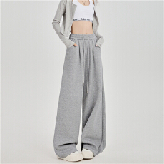 批发实拍运动<b class='q'>裤子</b>女春夏季新款宽松直筒垂坠感bf慵懒休闲阔腿美式卫裤