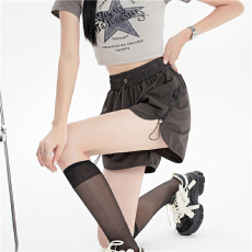 批发实拍速干<b class='q'>运动</b>短裤女夏季新款设计感抽绳阔腿裤小个子超薄冰丝裤女