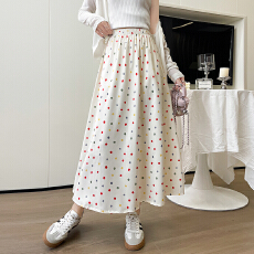批发实拍波点半身裙女夏季2026新款高腰显瘦垂感中长款a字大摆伞裙女