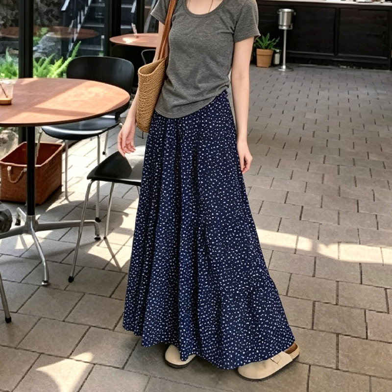 实拍2026夏季新款韩系碎花半身裙女设计感显瘦气质百搭a字裙子女