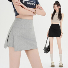 批发<b class='q'>实拍</b>美式辣妹灰色半身裙女夏2026新款高腰侧开叉运动短裙包臀裙裤