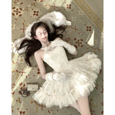 批发Q女家 12/30 天生美姬/宫廷千金丝绒蕾丝年会<b class='q'>蓬蓬</b>公主裙披肩套装