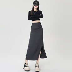 批发遮胯半身裙女秋冬新款开叉A字裙<b class='q'>西装</b>包臀裙中长款裙子