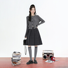 批发经典复古格纹百褶半身裙女2025秋冬季新款高腰显瘦<b class='q'>百搭</b>a字裙