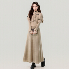 批发高级感甜美减龄蝴蝶结长款三件套针织套装裙2025冬季新款缪系