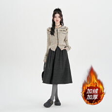 批发秋冬新款加绒加厚手感超舒适毛呢<b class='q'>半身裙</b>百搭休闲松紧腰<b class='q'>半身裙</b>