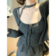 批发<b class='q'>莫代尔</b>200g 灰色波点吊带<b class='q'>背心</b>女装2025秋季短款新款