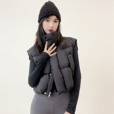 批发立领短款棉服<b class='q'>马甲女</b>2025秋冬新款保暖时尚高腰美式背心面包服外套