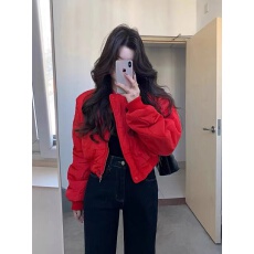 批发夹克棉服棒球服复古慵懒软女秋季毛衣开衫宽松外搭短款羽绒服外套