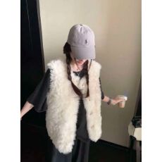 欧尼马甲环保皮草皮毛一体百搭无袖马夹秋冬保暖毛毛马甲外套女