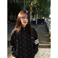 薄款/加绒 白金拉链+ 后包领 纯棉华棉复合卫衣女