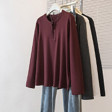 批发实拍大码<b class='q'>女装</b>秋冬装新款韩版高级别致半拉链百搭宽松时尚减龄上衣