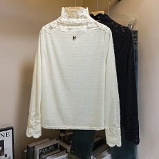 批发实拍实价大码女装春季新款韩版蕾丝内搭女士时髦时尚洋气修身上衣