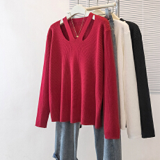 批发实拍大码女装冬季新韩版宽松打底慵懒温柔针织衫休闲套头毛衣上衣