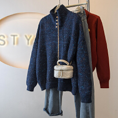 批发实拍<b class='q'>大码</b><b class='q'>女装</b>冬季新款韩版高级感潮流下摆高领设计感显瘦修身上衣