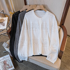 批发实拍大码女装韩版复古蝙蝠袖针织开衫女长袖防晒衫空调<b class='q'>罩衫</b>上衣