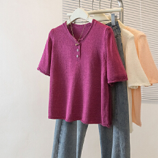 批发实拍大码女装新款气质韩版胖MM高级感潮流夏日设计感显瘦宽松上衣