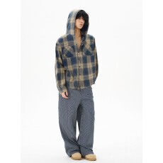 批发美式复古条纹裤子男女潮牌痞帅高级感宽松休闲工装裤情侣潮