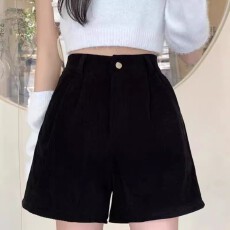 批发短裤灯芯绒宽松休闲裤高腰秋子感显瘦小众设计阔腿女2025